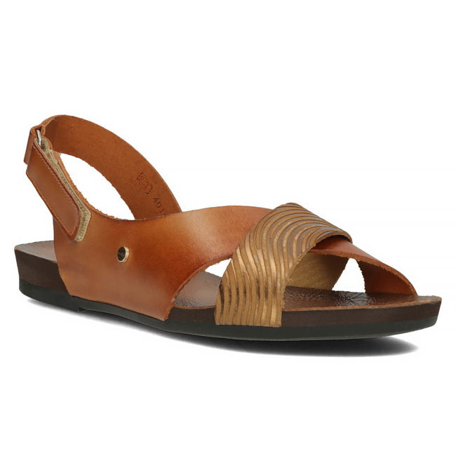 Kožené hnedé a zlaté sandále Filippo 40141
